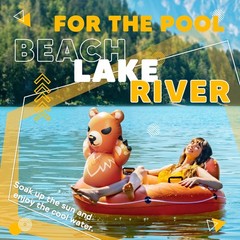 Angry Bear River Tube Inflatable – Heavy Duty Animal Themed Water Float for L…