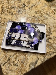 LINGTEER 75th Birthday Purple Acrylic Cake Topper Set of 3 Table Toppers