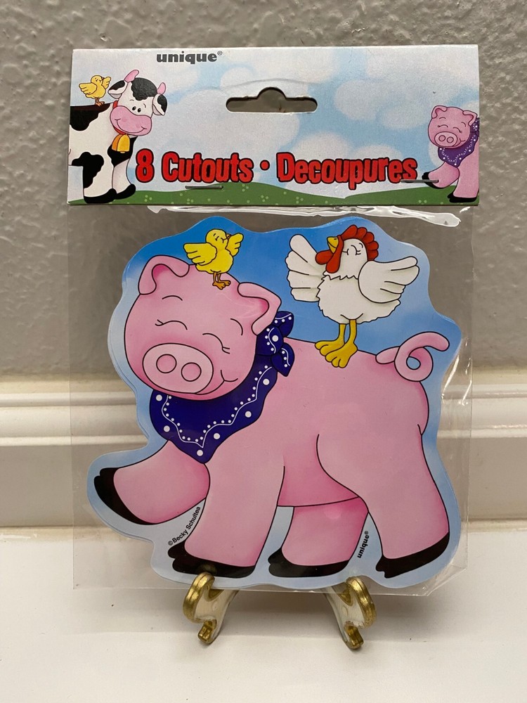 FARM FRIENDS Birthday Party Cutouts Decorations 8 count 4.5″ x 4.5″