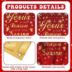 Christmas Door Cover for Front Door – Red and Gold Nativity Scene Xmas Decora…
