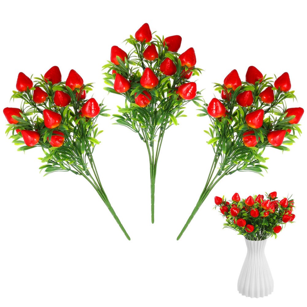 3PCS Home Adorn Strawberry Bunch Decor Home Decor Desktop Decor Room