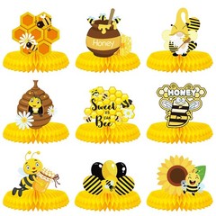 9 PCS Bee Baby Centerpiece Bumble Honeycomb Yellow Table Birthday Decoration