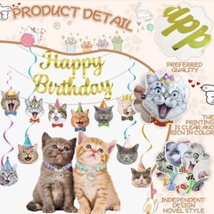 Cat Theme Birthday Party Decorations – Happy Multi Cat Birthday Decoration