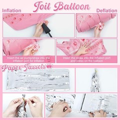 Pink Birthday Party Decorations Kit for Girls Women with Banner Foil Balloons