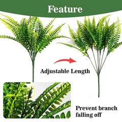 MAQIHAN 10 Pcs Fake Fern – Artificial Ferns for Outdoors – Faux 10PCS, Green