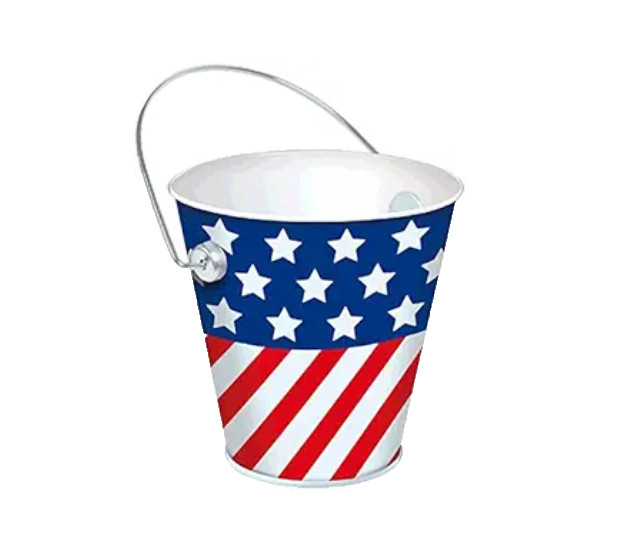 Party Stripes Metal Bucket, 4″