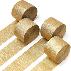 4 PCS Gold Crepe Paper Streamer Party Decoration 1.8 Inch x 82 Ft Per Roll