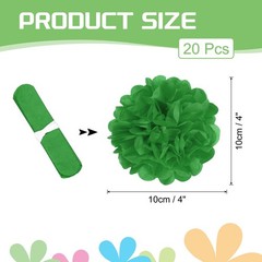 20 PCS 4 Inch Colorful Tissue Paper Pom Poms Party Decorations Dark Green