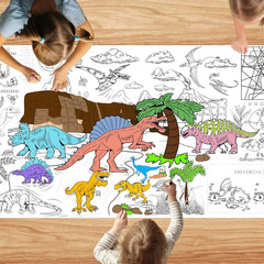 Dinosaur Coloring Tablecloth for Kids, DIY Crafts Dinosaur Coloring Table Cloth,