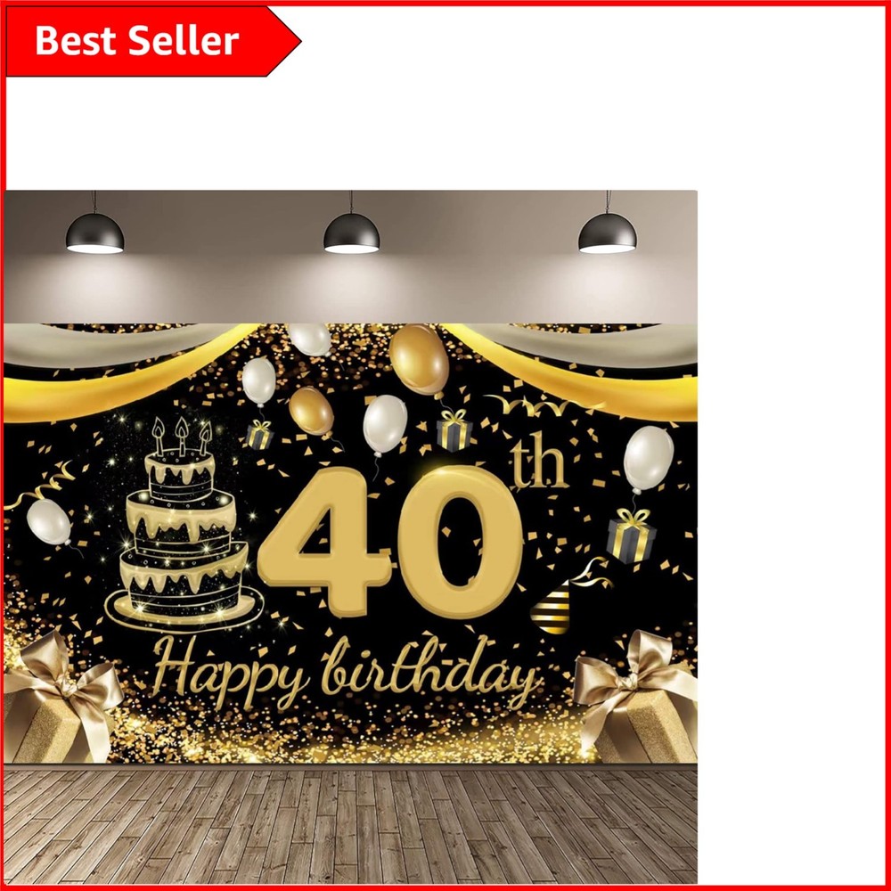 40th Birthday Celebration Backdrop: Durable, Colorful 180x110cm Fabric Banner