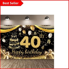 40th Birthday Celebration Backdrop: Durable, Colorful 180x110cm Fabric Banner