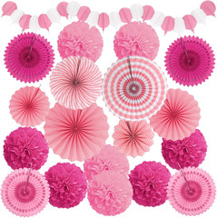 Fiesta Party Decorations, Multicolored Paper Pompoms Fan Garlands for Mexican Pa