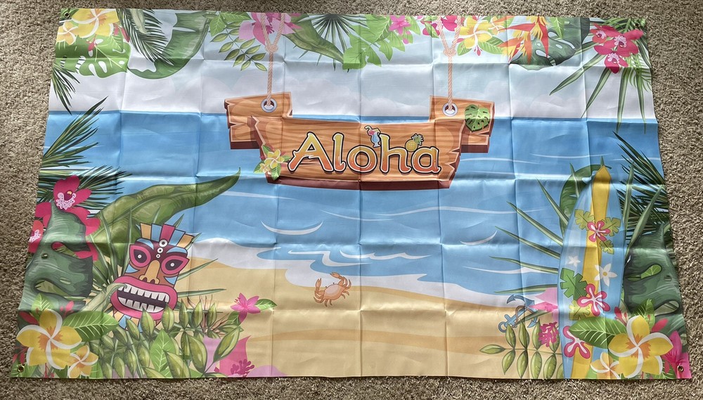 Hawaiian Aloha Beach Party Decoration Summer Luau Background Photography Banner