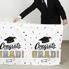 Graduation Decorations, Gongrats Grad Tablecover for Graduation Party Supplies,