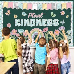 Plant Kindness Bulletin Board Set Spring Blue Floral Classroom Decor Cutouts