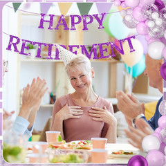 Pre Strung Happy Retirement Banner,Glitter Happy Retirement Banner,Pre-Strung on