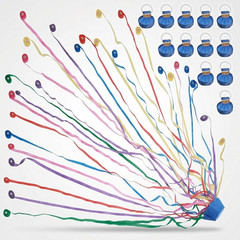 24 Pack Blue Multicolor Streamers Poppers No Mess Confetti Party Ribbons 17 FT