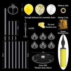 4Set Yellow and White Balloon Stand Table Centerpiece Party Decor