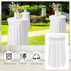 32 x 43 Inch Round Spandex Cocktail Tablecloths with 32 x 43 inch, White