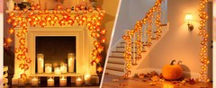 Timer&3 Pack – 30Ft Fall Decor Fall Garland with Lights Fall Decorations for
