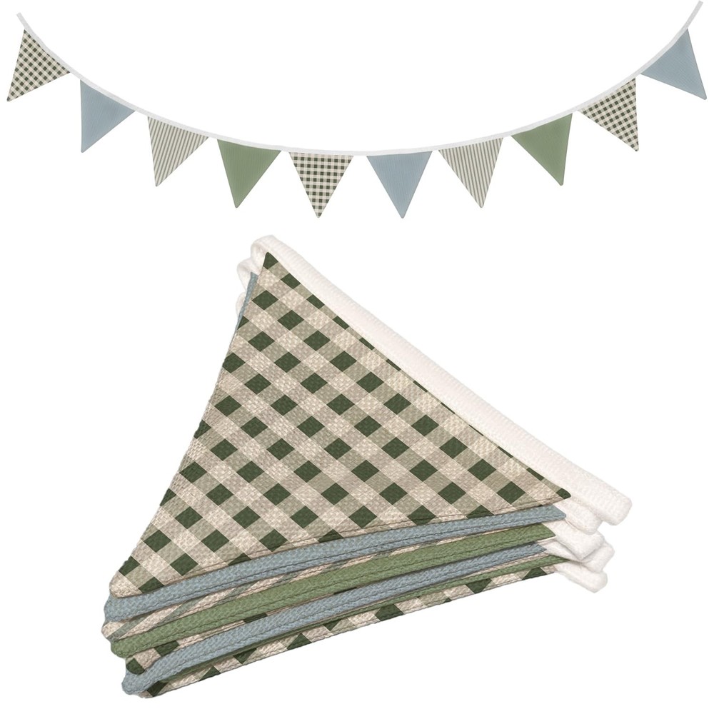 Boys Toddler Room Playroom Nursery Decor, Garland Triangle Banners Blue Grey,…