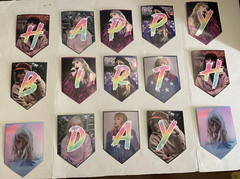 Taylor swift Birthday Banner 24 Cupcake Toppers 16 Balloons 6 Swirls& Backdrop