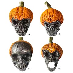 Creepy Evil Pumpkin Skull Resin Craft Spooky Halloween Decor Outdoor Garden Home