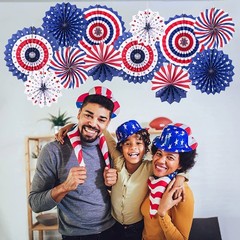 4th of July Patriotic Decorations – 12Pcs 15.7 inch/ 40 cm, Red, White, Blue