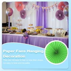 12Pcs 8″/12″/16″ Paper Fans Hanging Decor Round Fans with Pearl Green/Purple