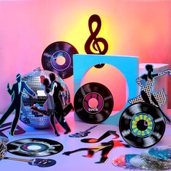60 Pcs Music Party Decorations Musical Notes Rock and Roll Record Cutouts Sil…