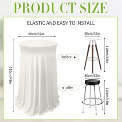 Tegeme 4 Packs Round Spandex Cocktail Tablecloths Skirt 32 X 43 Inch Cocktail