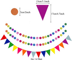 Party Decoration, 21 Pcs Multi-Color Hanging Paper Fans, Pom Poms Flowers, Garla