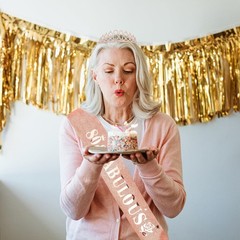 Lightweight 80th Birthday Rose Gold Sash and Crown Set – Ultimate Party Favors