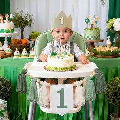 Wild One High Chair Banner For 1st Birthday Party Boy Decorations Green Banner