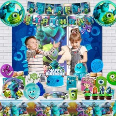 114 Pcs Monsters Inc Party Decorations Set Plates Tableware Balloons Cake Topper