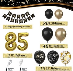85th Birthday Party Decorations for Men Women Black and Gold 85th Birthday Ba…