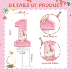 Cute Pink Silly Goose Candle – Ideal Cake Topper for 1st Birthday Celebrations