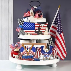 Veterans Day Centerpiece 3 PCS Table Topper Wooden Decor Patriotic 11th Nov