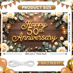 Happy 50Th Anniversary Decorations Banner, 50Th Wedding Anniversary Party Decora