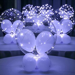 Lightsfever Led Light Up Bobo Party Balloons Kit 12 Pack-Clear 22 Inchs White