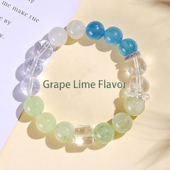 Natural Prehnite Aquamarine Beaded Bracelet with Shell White Howlite for Women