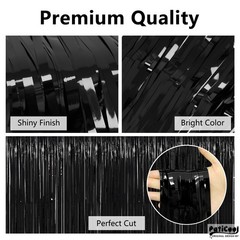 Thicken Black Tinsel Backdrop Curtains 2 Pack 3.2 x 8.2 FT, Black Streamers, …