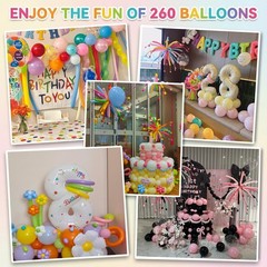 260 Balloons for Balloon Animals, 100PCS Long Balloons for Tying Balloon Arch…