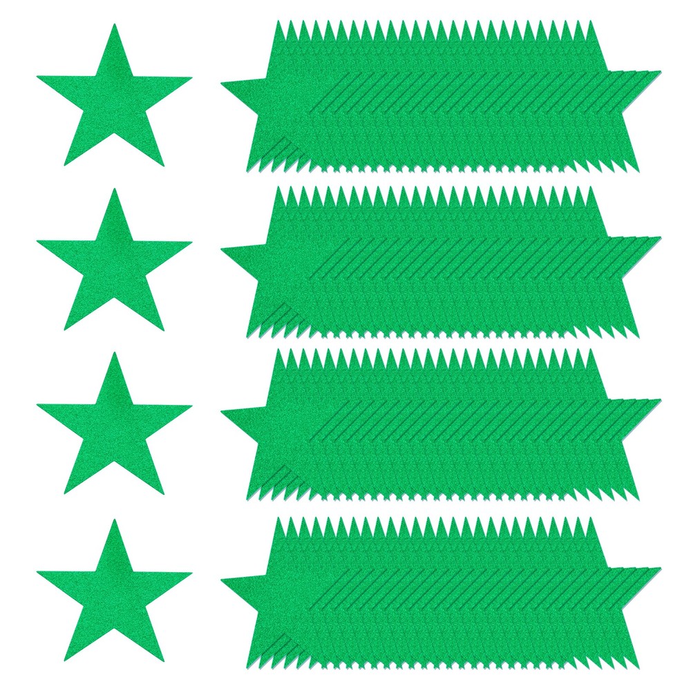 120 Pcs 6 Inch Double Printed Glitter Star Cutouts, Green