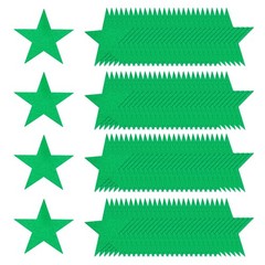 120 Pcs 6 Inch Double Printed Glitter Star Cutouts, Green
