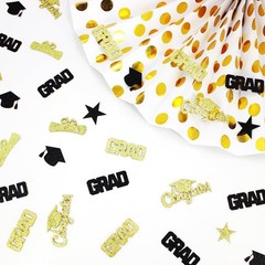Black Gold 2025 Graduation Confetti Grad Cap Star Table Scatter Decor