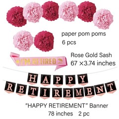 retirement party decorations banner gifts – (22pack) happy retirement rose gold