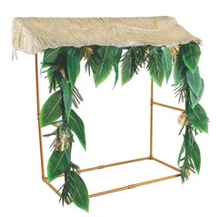 Tropical Plastic Tiki Hut Drink/Food Tabletop Station w/ Palm Leaf Garland #237