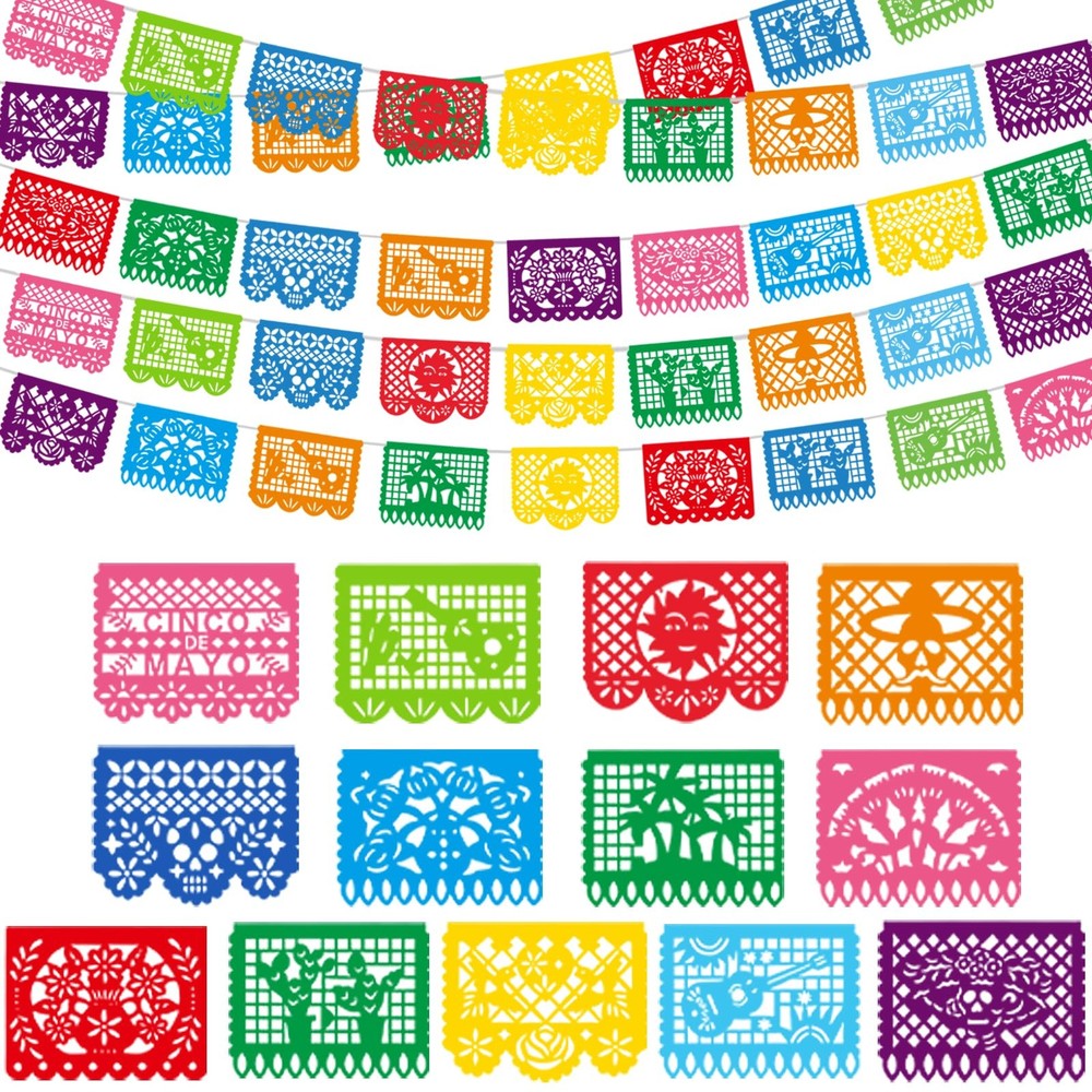 216FT Cinco De Mayo Decorations, 12 Pack Mexican Party Banner, 3 Styles Color…