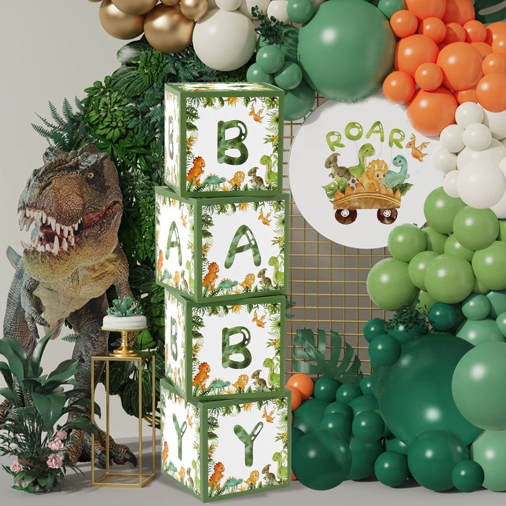 Dinosaur Baby Shower Decorations Box – Green Jungle Dinosaur Baby Boxes for B…